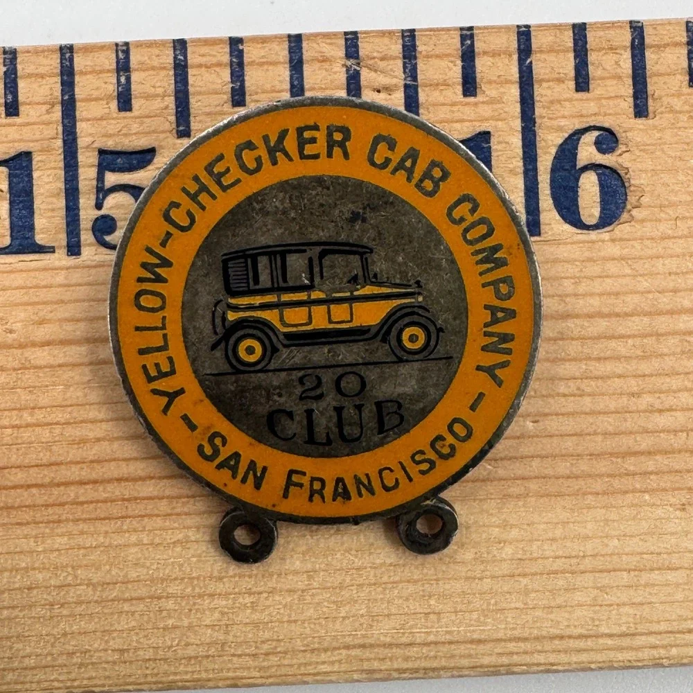 Vintage Yellow-Checker Cab Co San‎ Francisco 20 Club Sterling Pin Shreve & Co